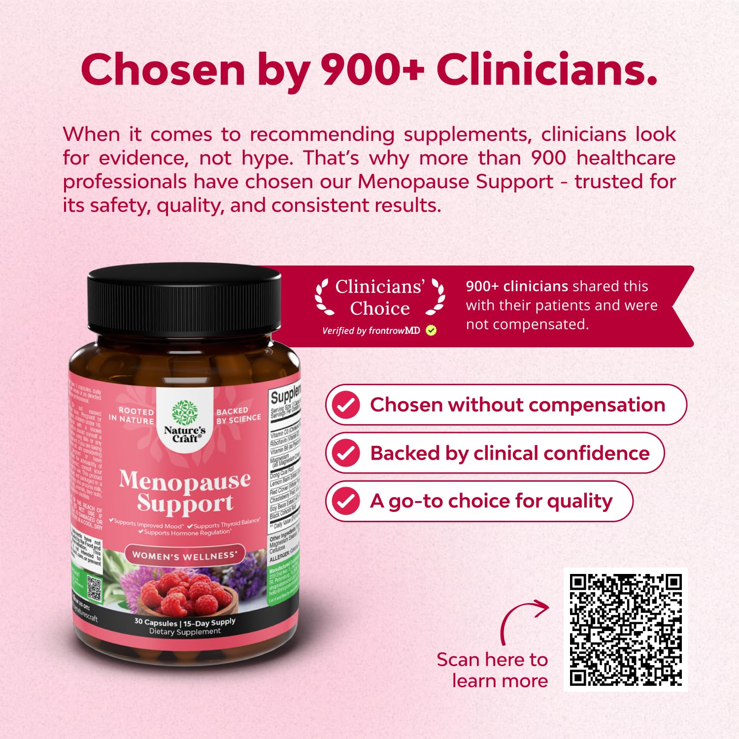 Natures Craft Menopause Ease — étiquette claire et informative