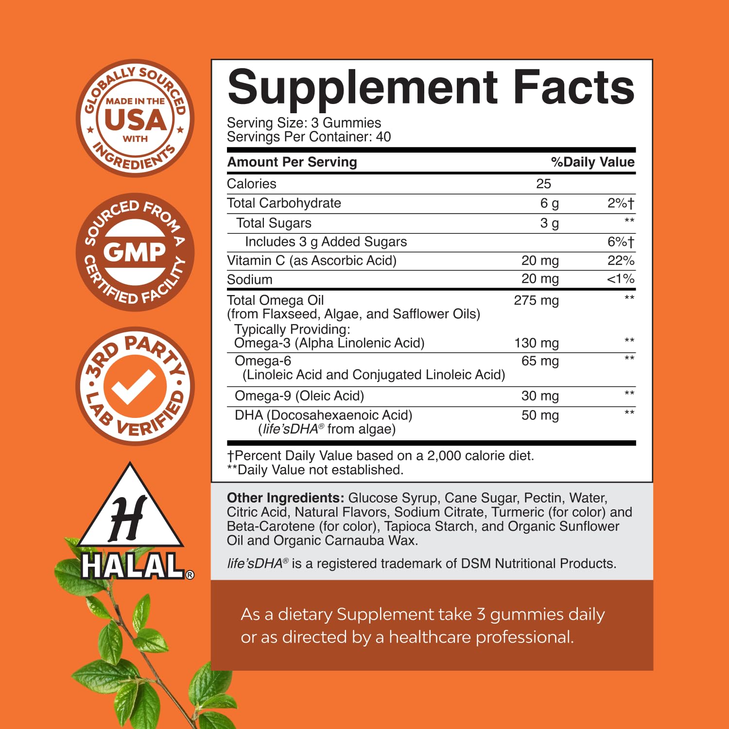 Nature's Craft Omega 3 Gummies - gommes colorées, faciles à intégrer dans la routine