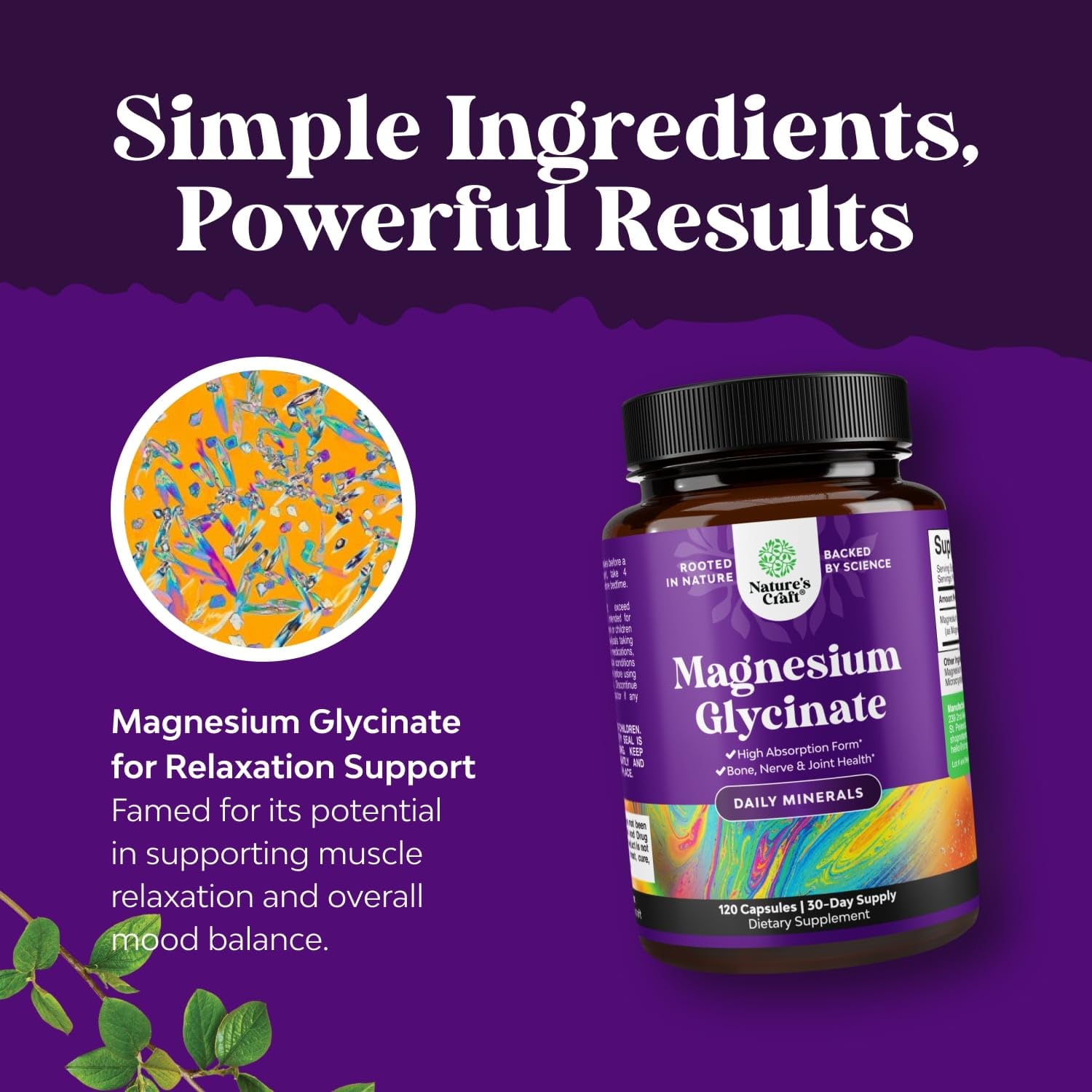 Emballage affiché magnésium glycinate végan pour une routine simple.