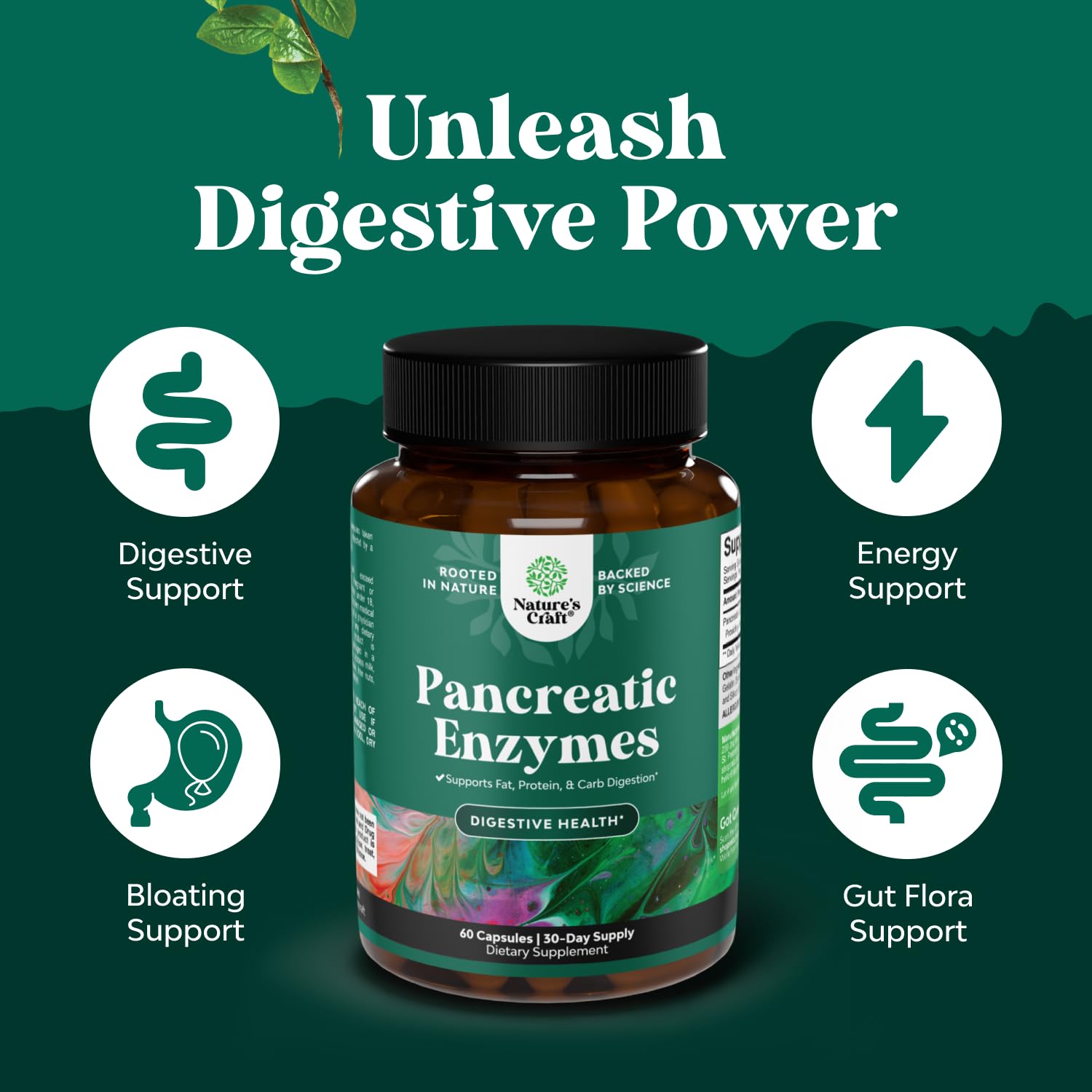 Natures Craft Pancreatin: formule 3 en 1 pour glucides, lipides et protéines.