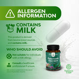 Natures Craft Pancreatin: ingrédients non-GMO et traçabilité visibles.