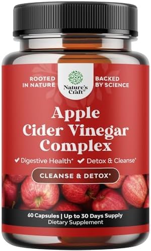 Natures Craft pilules vinaigre de pomme 1000mg, soutien digestif quotidien.