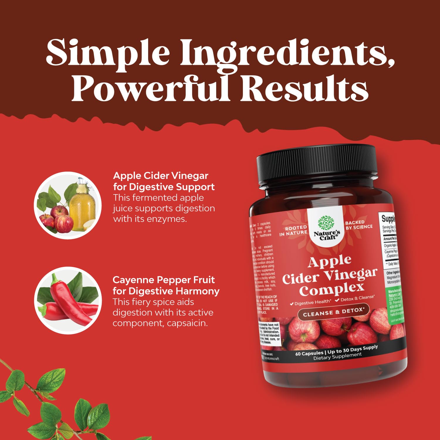 Natures Craft capsules faciles à avaler, alternative sans sucre aux gummies.
