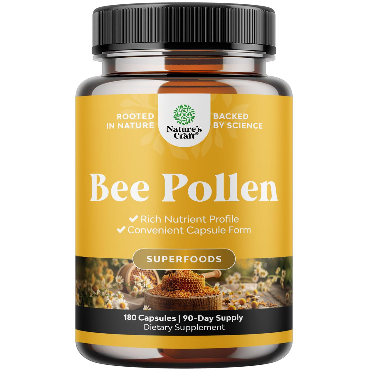 Capsule pollen d'abeille Natures Craft, énergie quotidienne et vitalité.