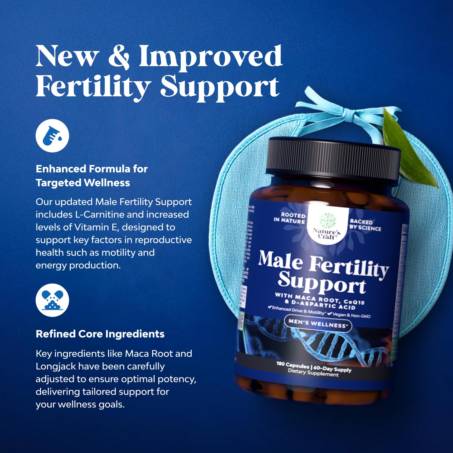 Natures Craft Pre Conceive: CoQ10 et Maca visibles dans la formule.
