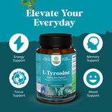 Natures Craft capsules L-Tyrosine 500mg, prise facile dans la routine quotidienne.