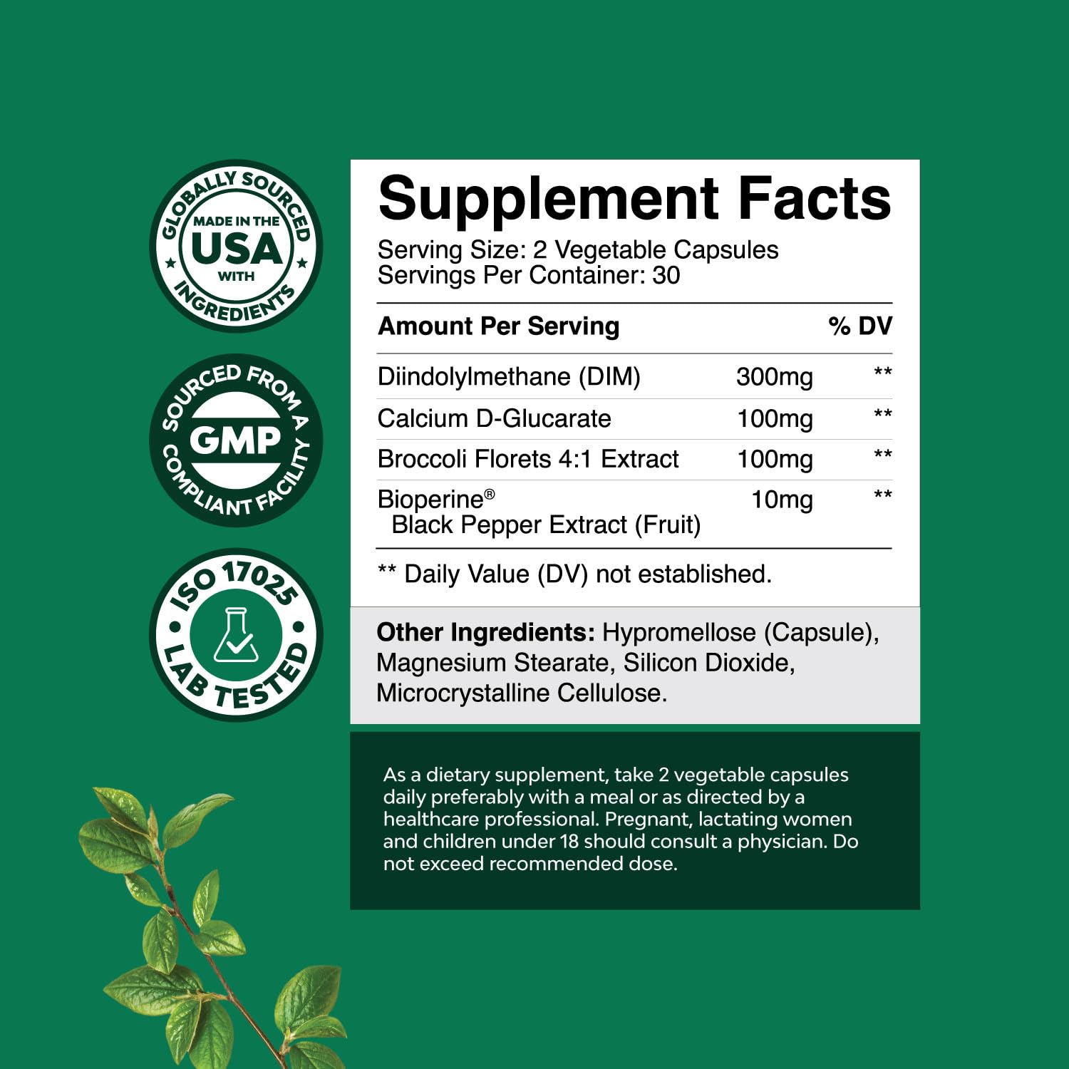 DIM 200 mg avec Bioperine – capsules faciles à avaler et absorption optimisée.