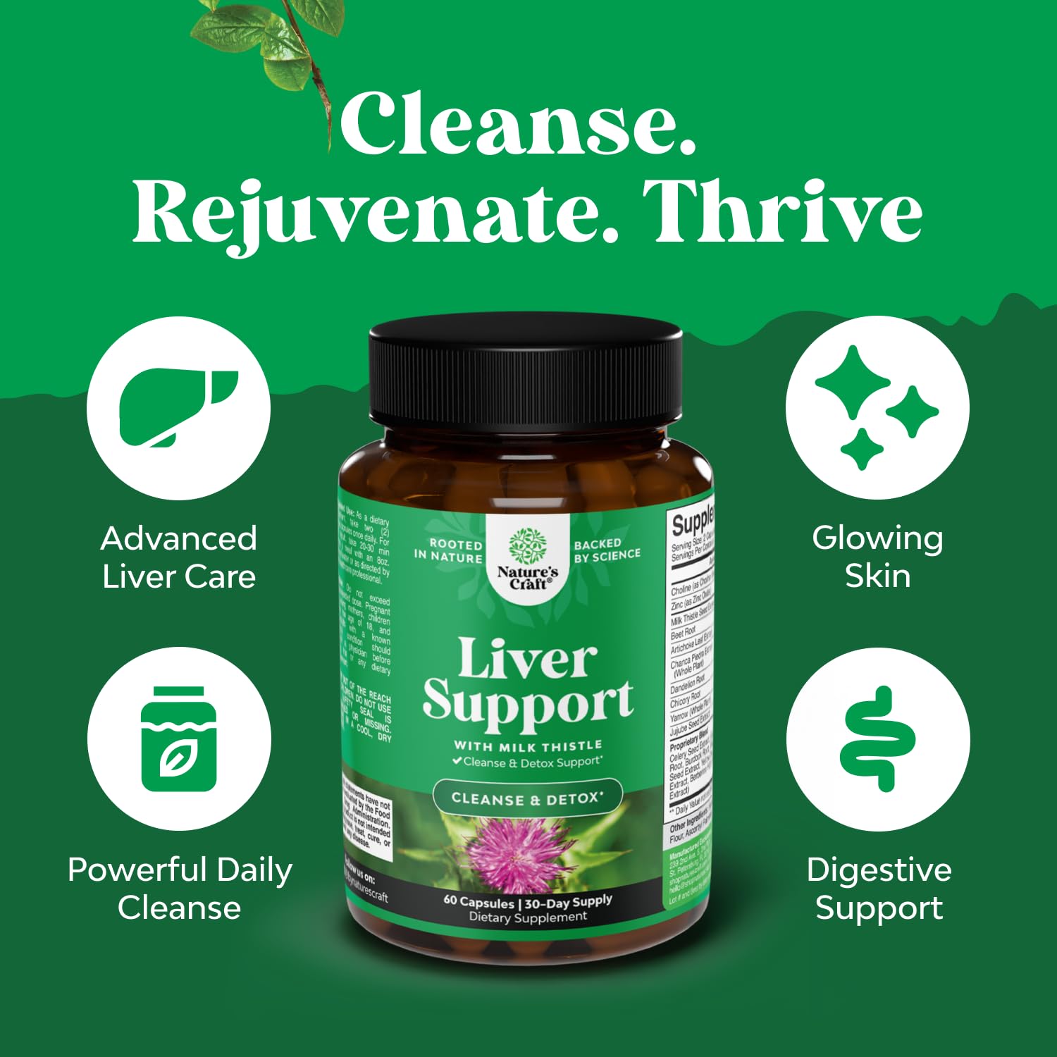 Natures Craft racine de pissenlit, aide digestive et confort