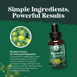 Étiquetage vegan et sans OGM de Natures Craft Rhodiola.