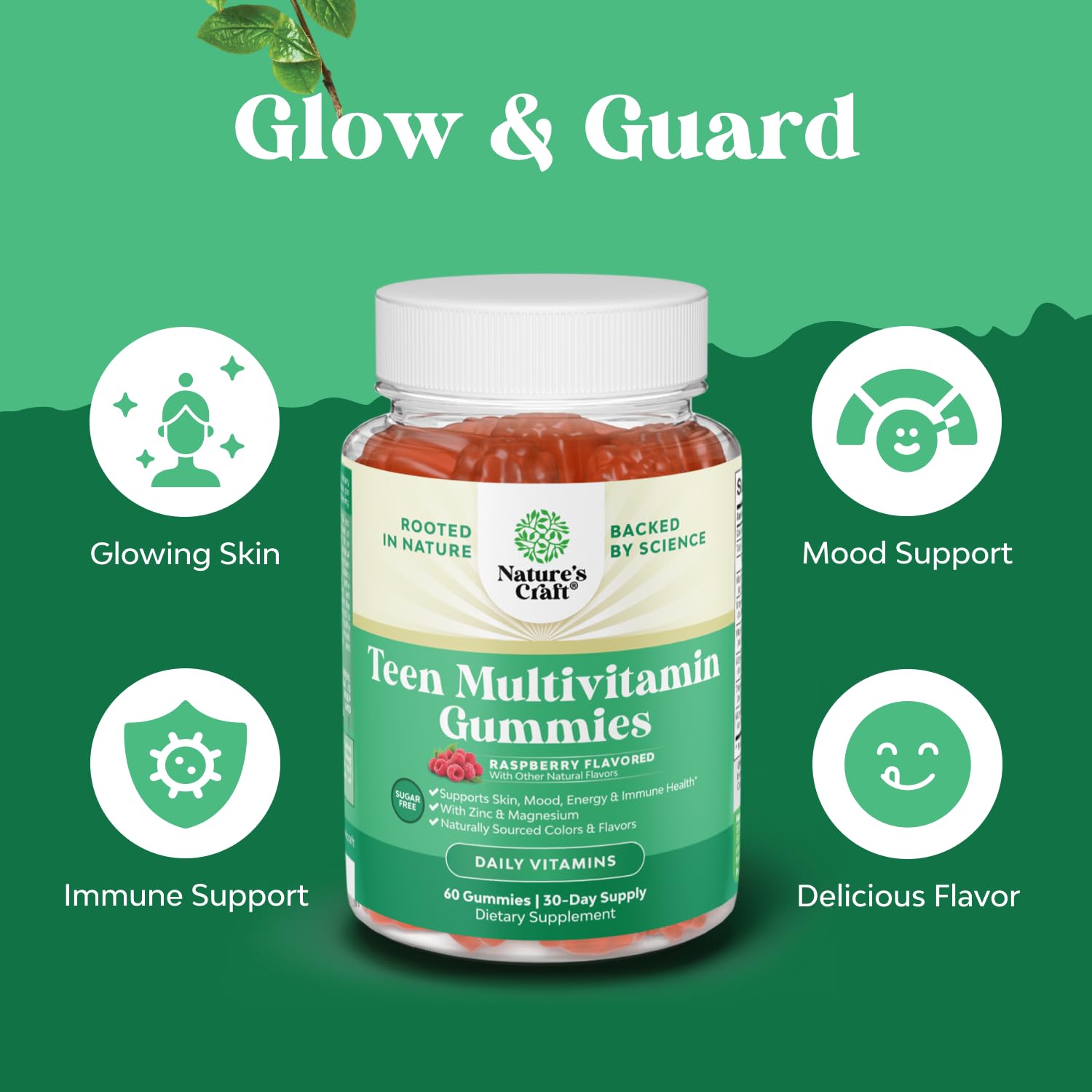 Natures Craft Teen Multivitamins gommes immunité et peau saine en support potentiel