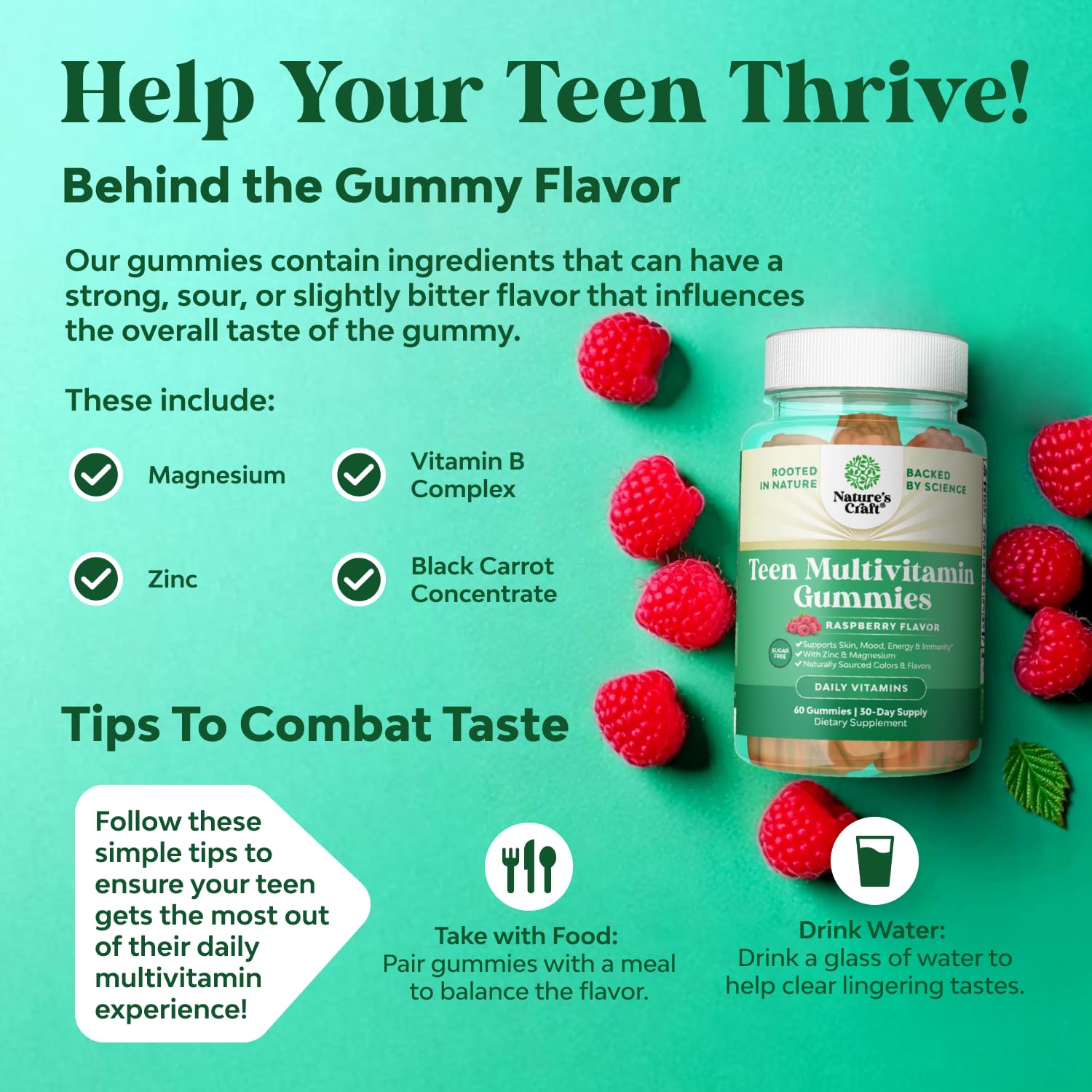 Natures Craft Teen Multivitamins gommes vitamines A à E pour l'équilibre quotidien