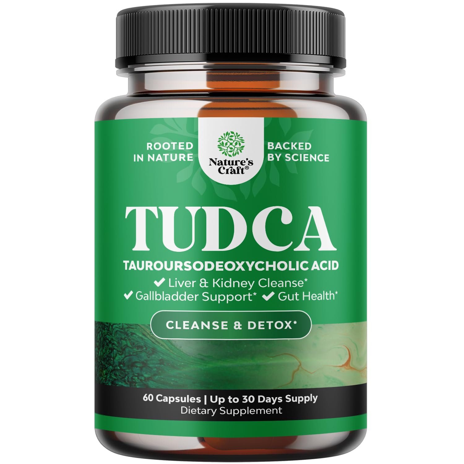 Natures Craft TUDCA, bouteille detail proche, soutien potentiel du foie