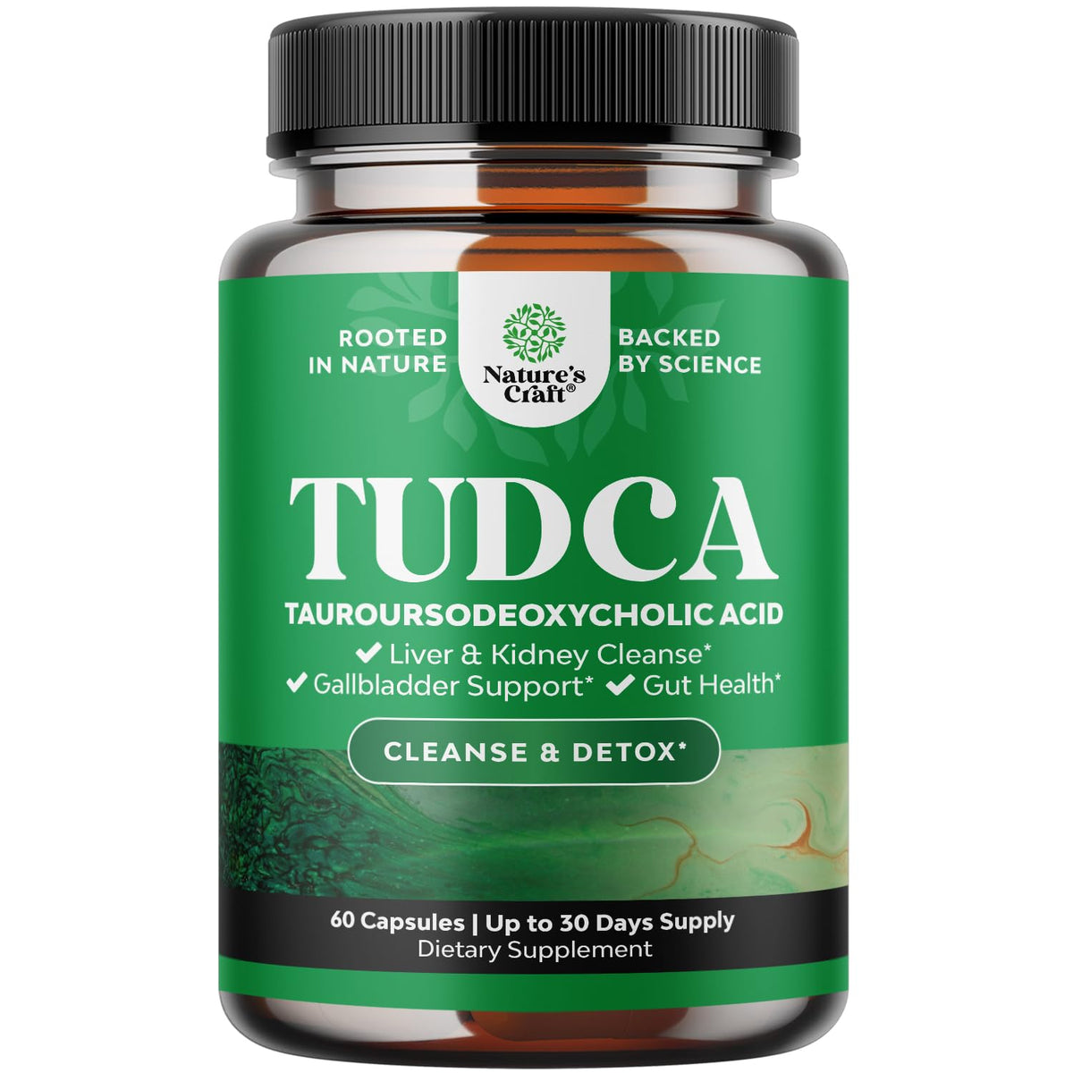 Natures Craft TUDCA, bouteille detail proche, soutien potentiel du foie