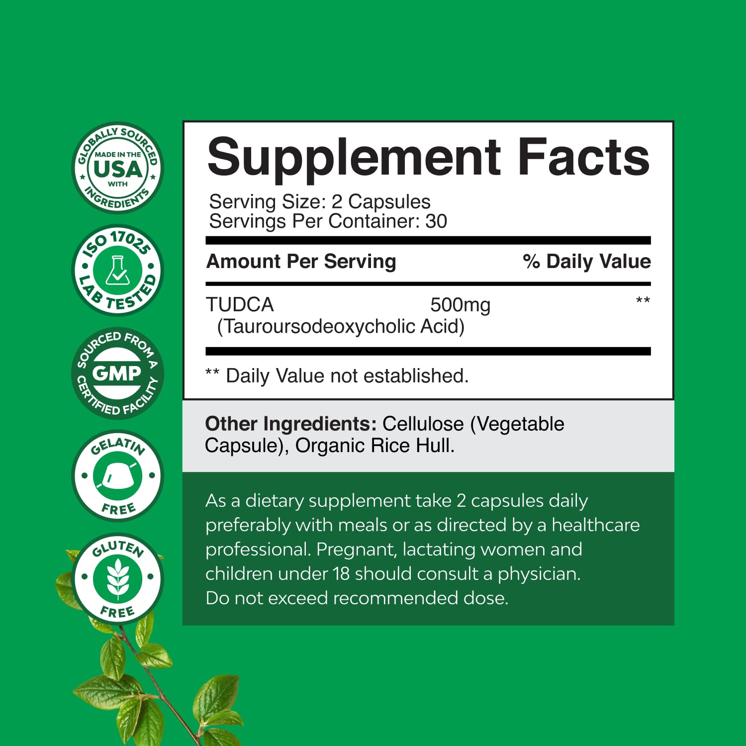 Natures Craft TUDCA, capsules visibles, formulation concentrée pour un apport quotidien