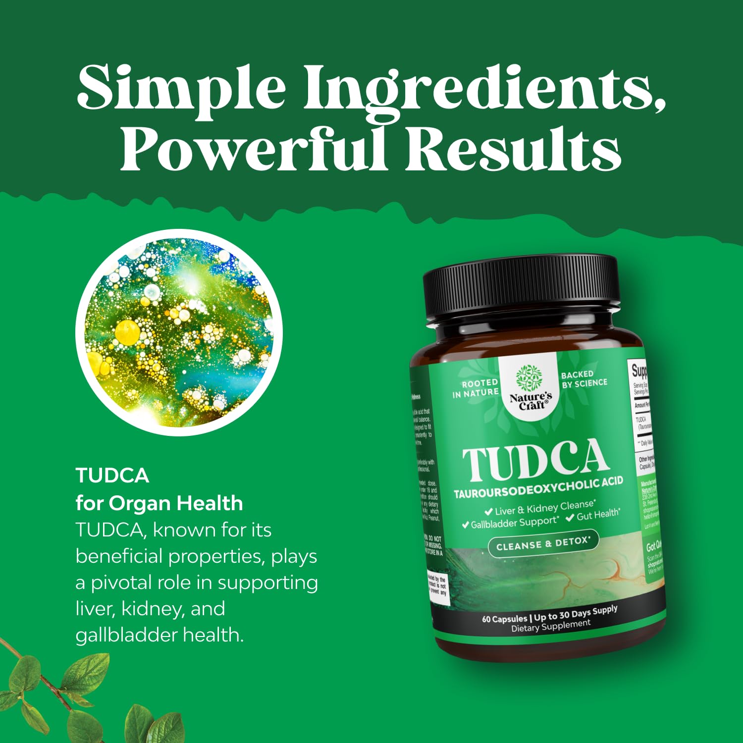 Natures Craft TUDCA, dose quotidienne facile, prise par capsule