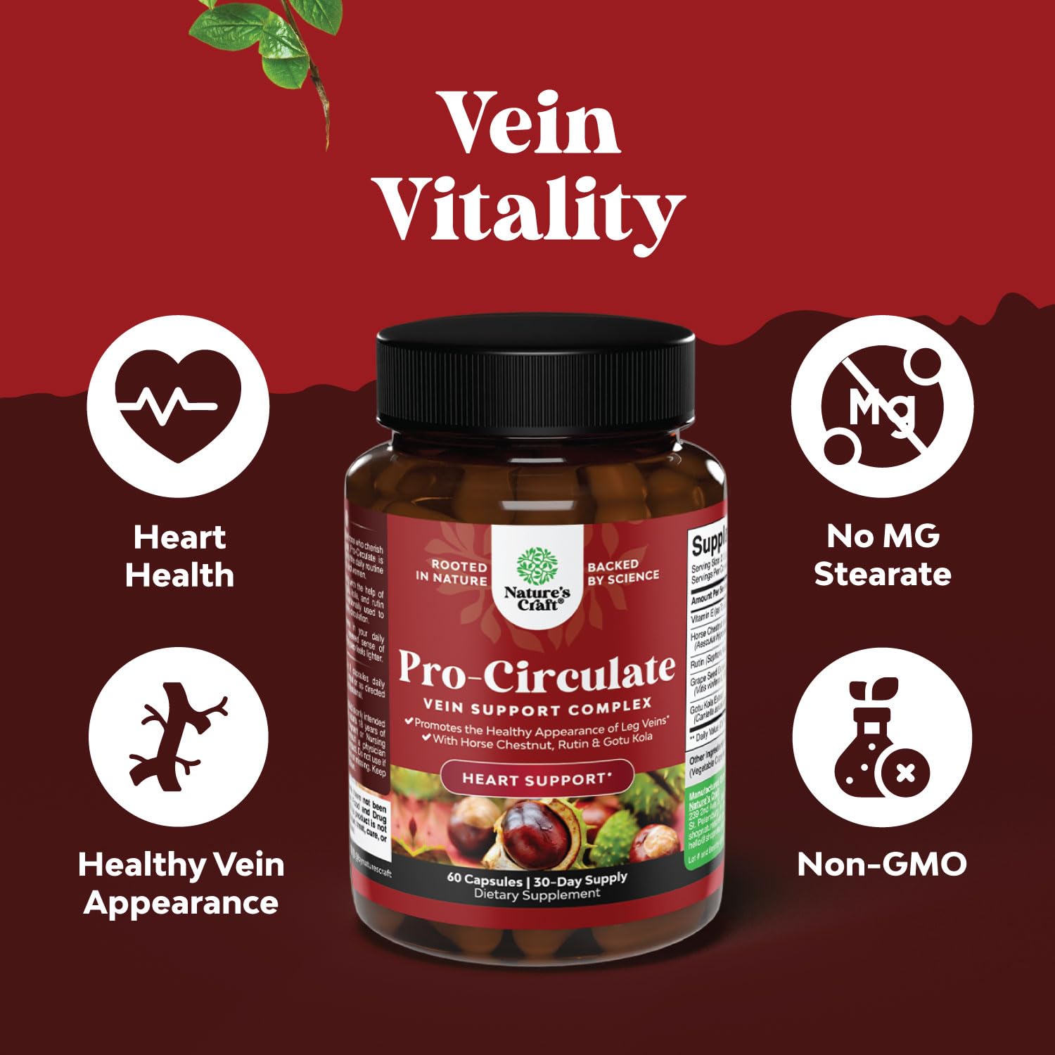 Natures Craft Vein Support - formule végétale pour une routine vegan et éthique.