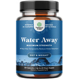 Natures Craft Water Away : capsules visibles dans la bouteille, soutien potentiel contre la rétention d’eau.