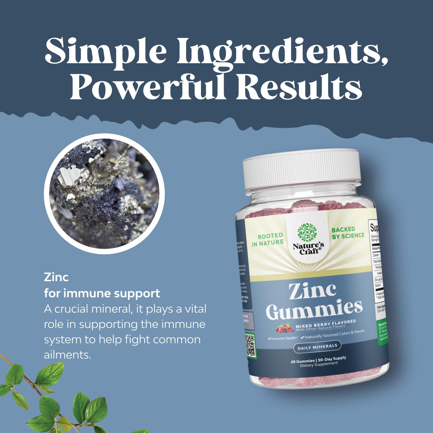 Gommes zinc Natures Craft usage quotidien, avec repas.