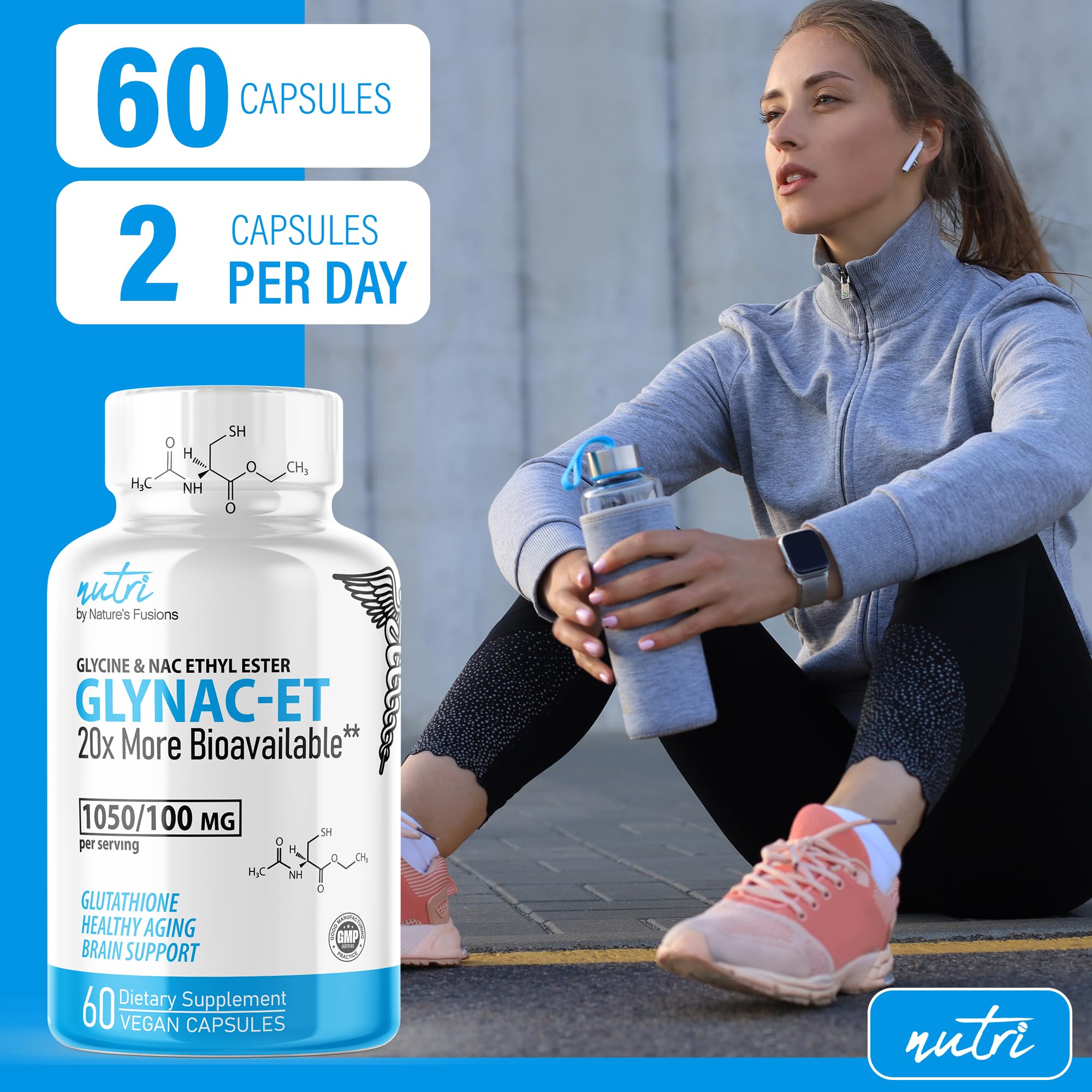 Nature's Fusions GlyNAC-ET – dosage 1–2 fois/jour, simplicité d'utilisation.