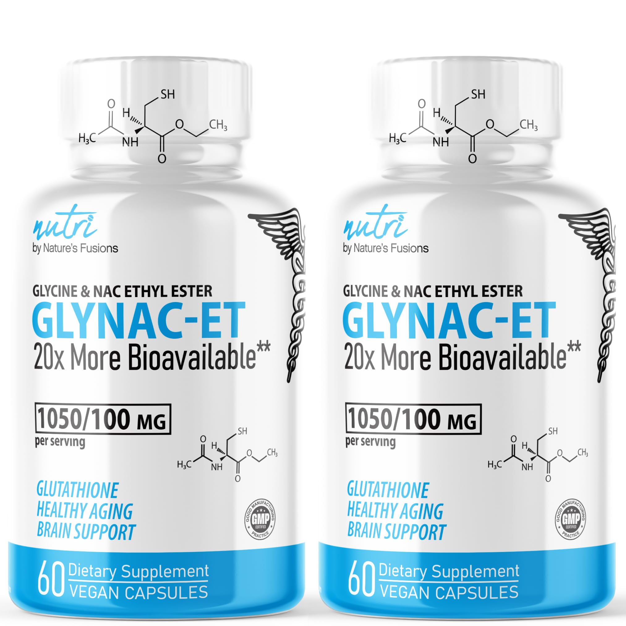 Nature's Fusions GlyNAC-ET – bouteille et gélules, soutien antioxydant potentiel.