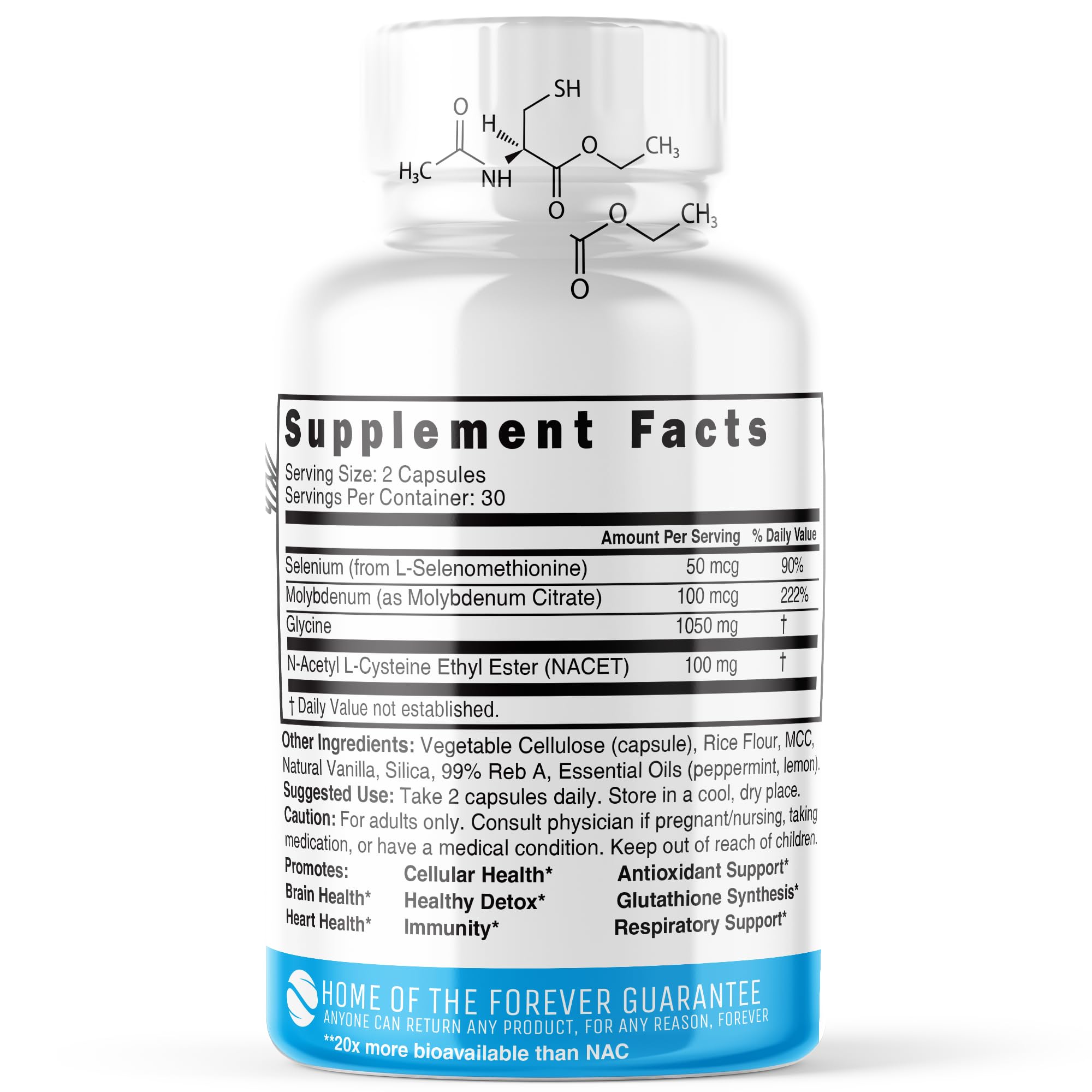 Nature's Fusions GlyNAC-ET – étiquette claire et informations de dosage utiles.