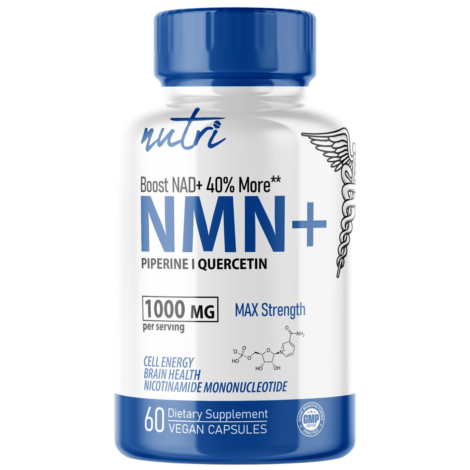 Nature's Fusions NMN – Bouteille montrant le packaging et son potentiel soutien énergétique.