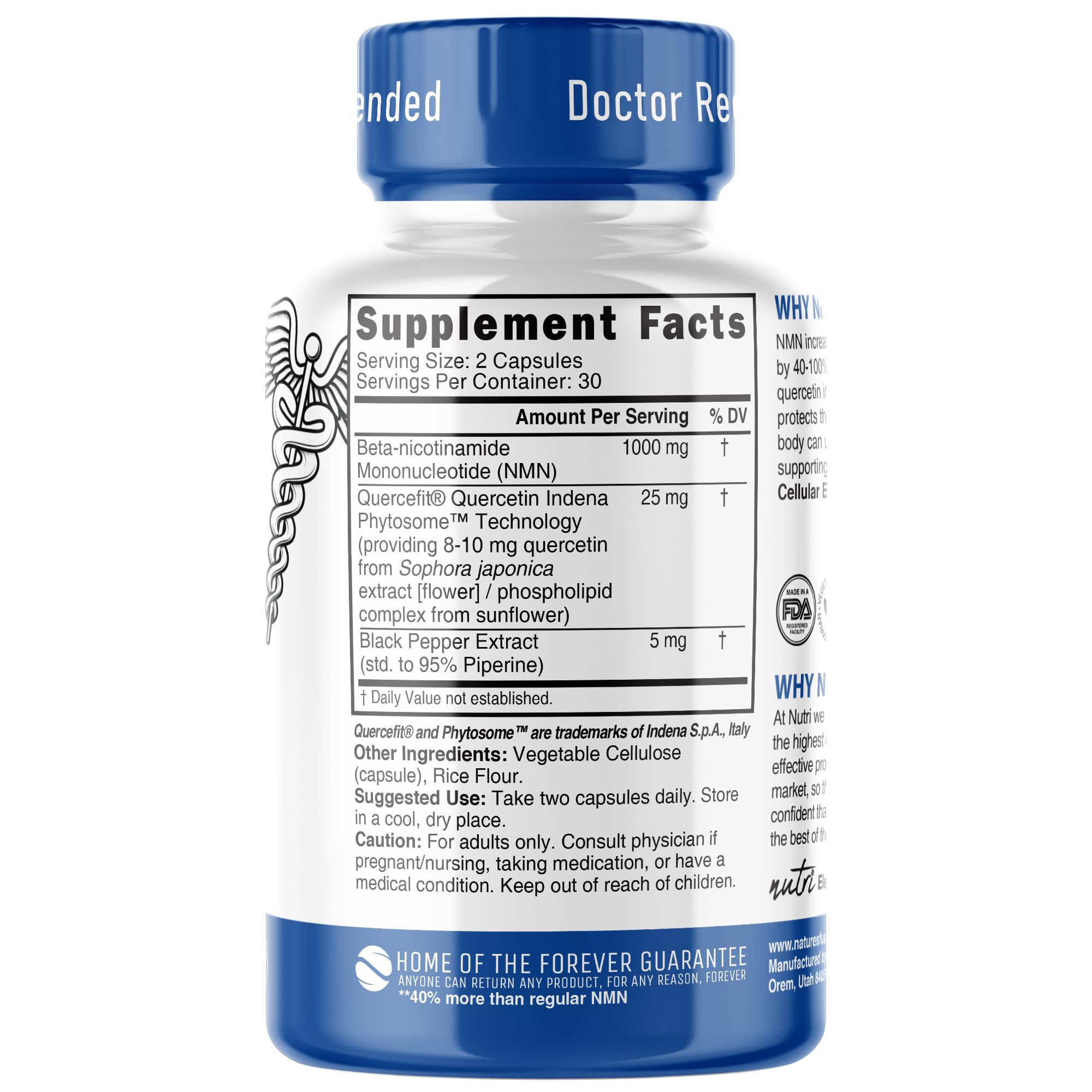 Nature's Fusions NMN – Capsules faciles à prendre pour un apport en NMN.
