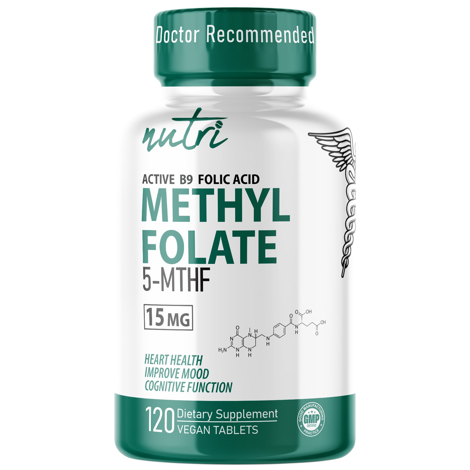 Nature's Fusions Nutri 5-MTHF bouteille montrant la dose quotidienne