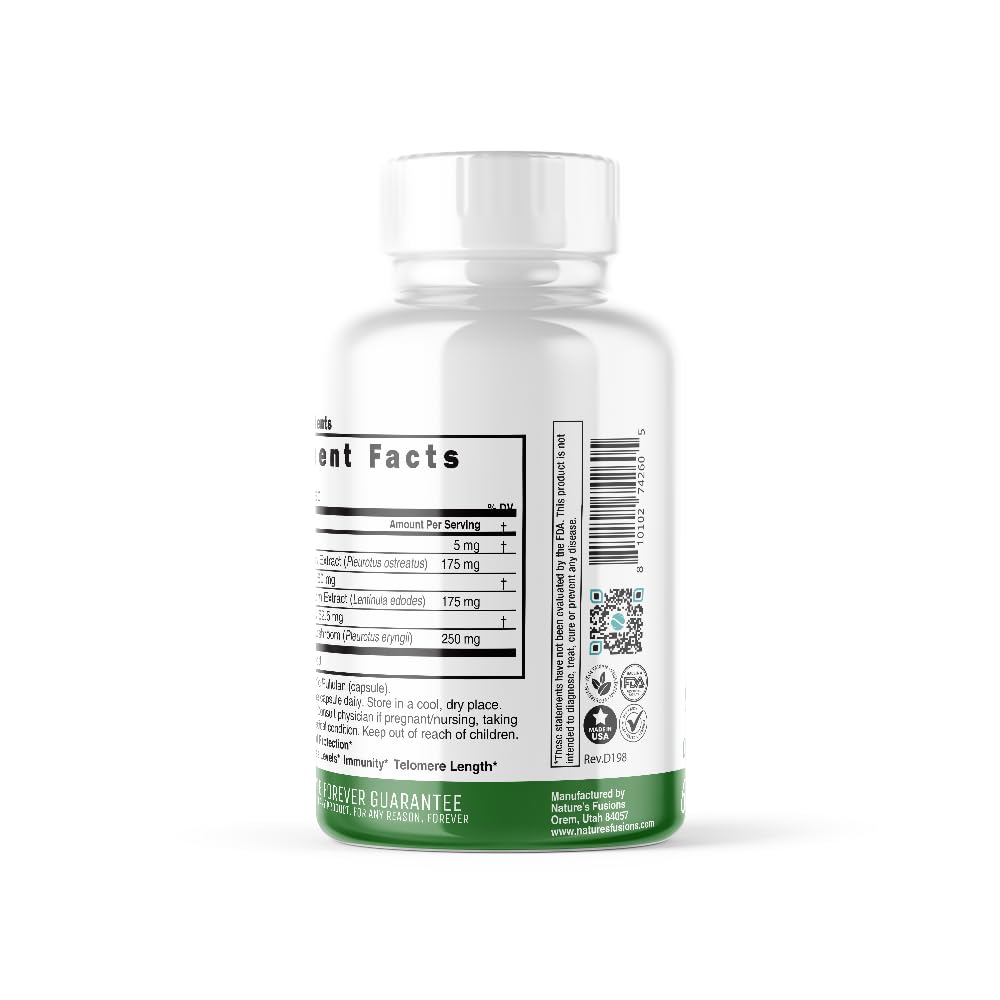 Nutri L Nature's Fusions, complexe champignons Oyster Shiitake King Trumpet.