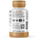 Étiquette Nutri Lions Mane Nature's Fusions — biologique et certifiée par laboratoire indépendant.
