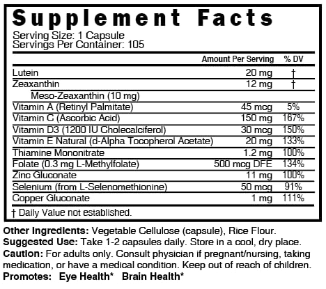 Nature's Fusions Nutri Lutein 20 mg – gélules faciles à prendre pour l'acuité visuelle.