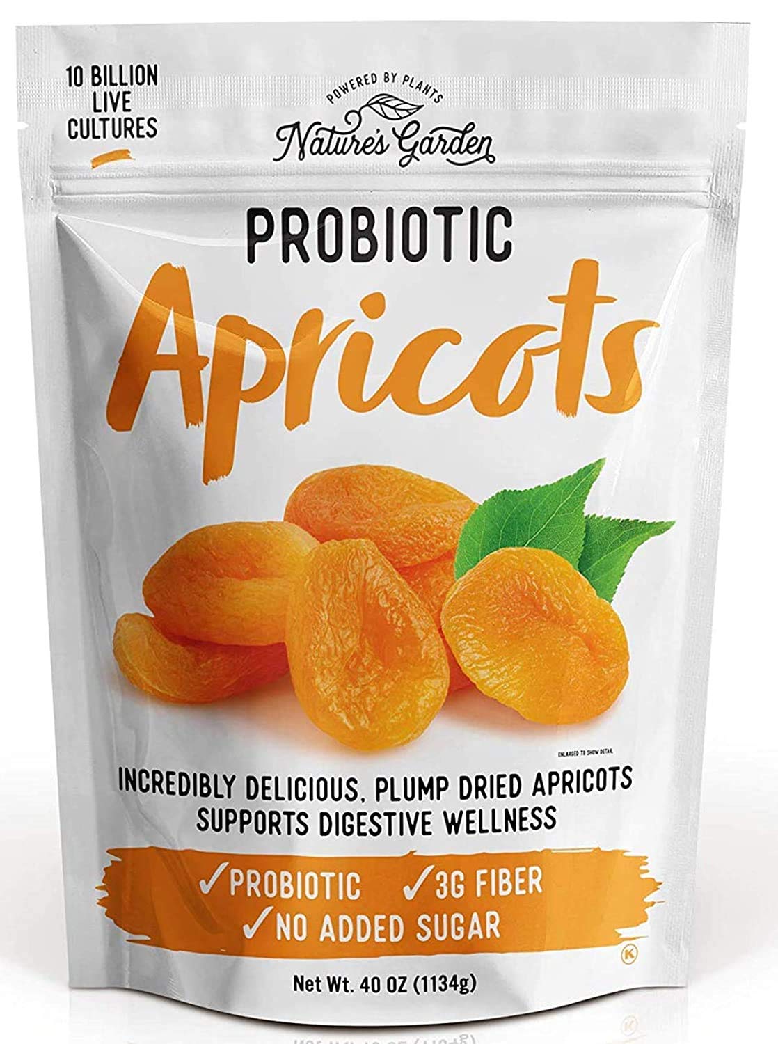 Nature's Garden abricots probiotiques emballage recyclable, pratique à emporter