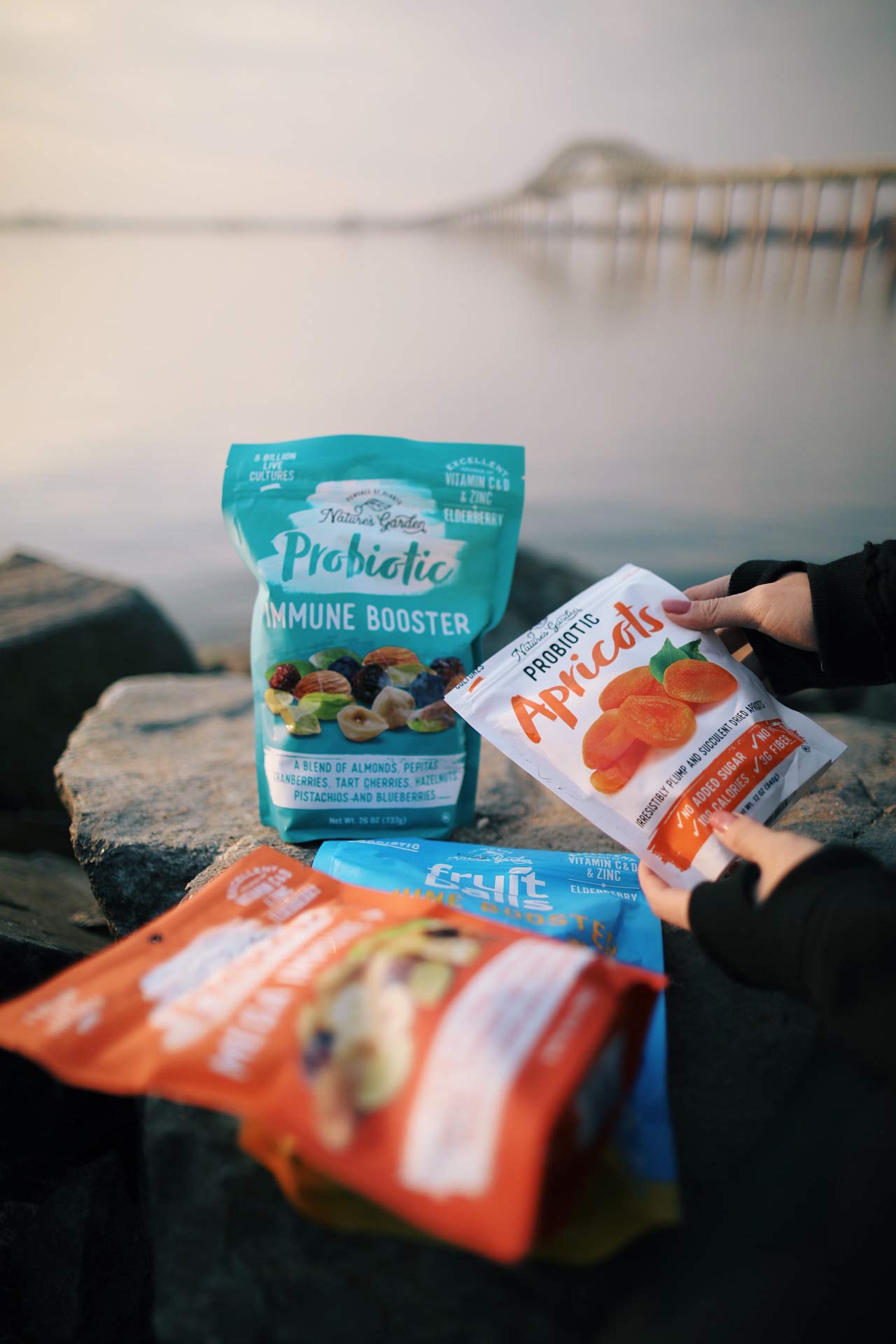 Nature's Garden abricots probiotiques sac recyclable et étiquette durable