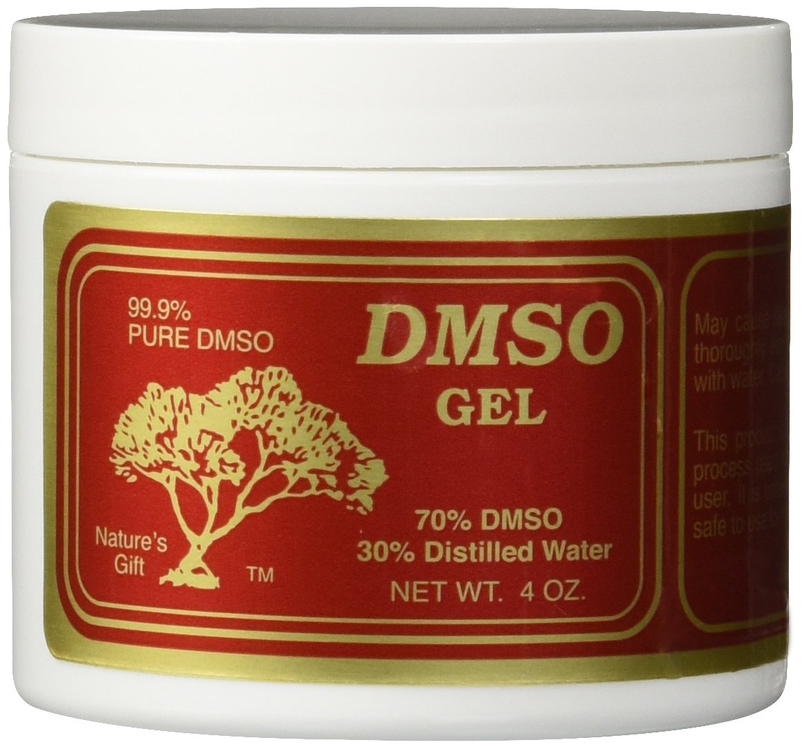 Nature's Gift DMSO Gel non parfumé, bouteille 4 oz, usage potentiel comme solvant sûr.