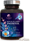 Nature's Glow myo-inositol et D-chiro-inositol 40:1 en bouteille, soutien ovarien potentiel.