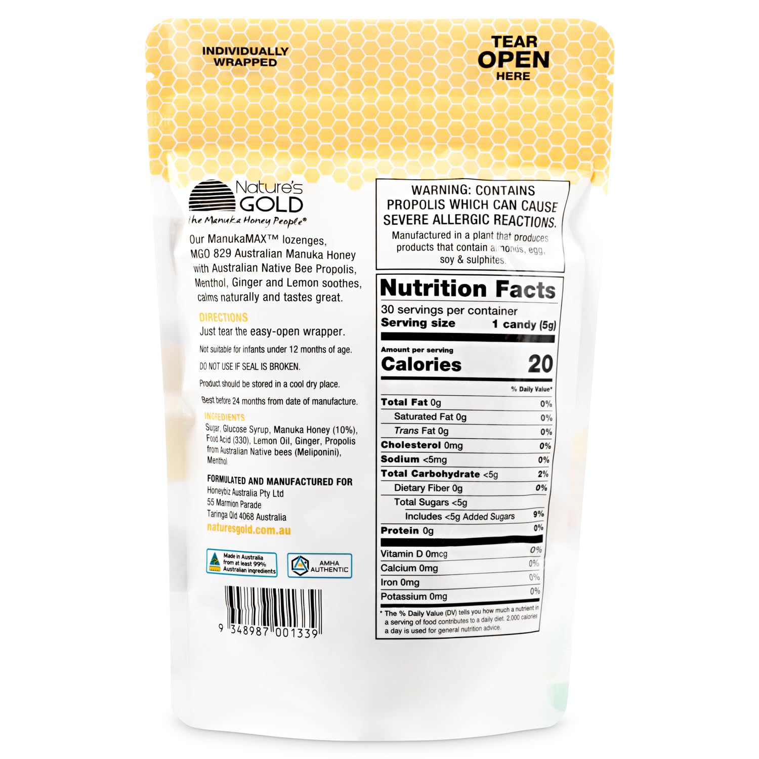Nature's Gold pastilles – boîte fermée, conservation pratique et goût naturel.