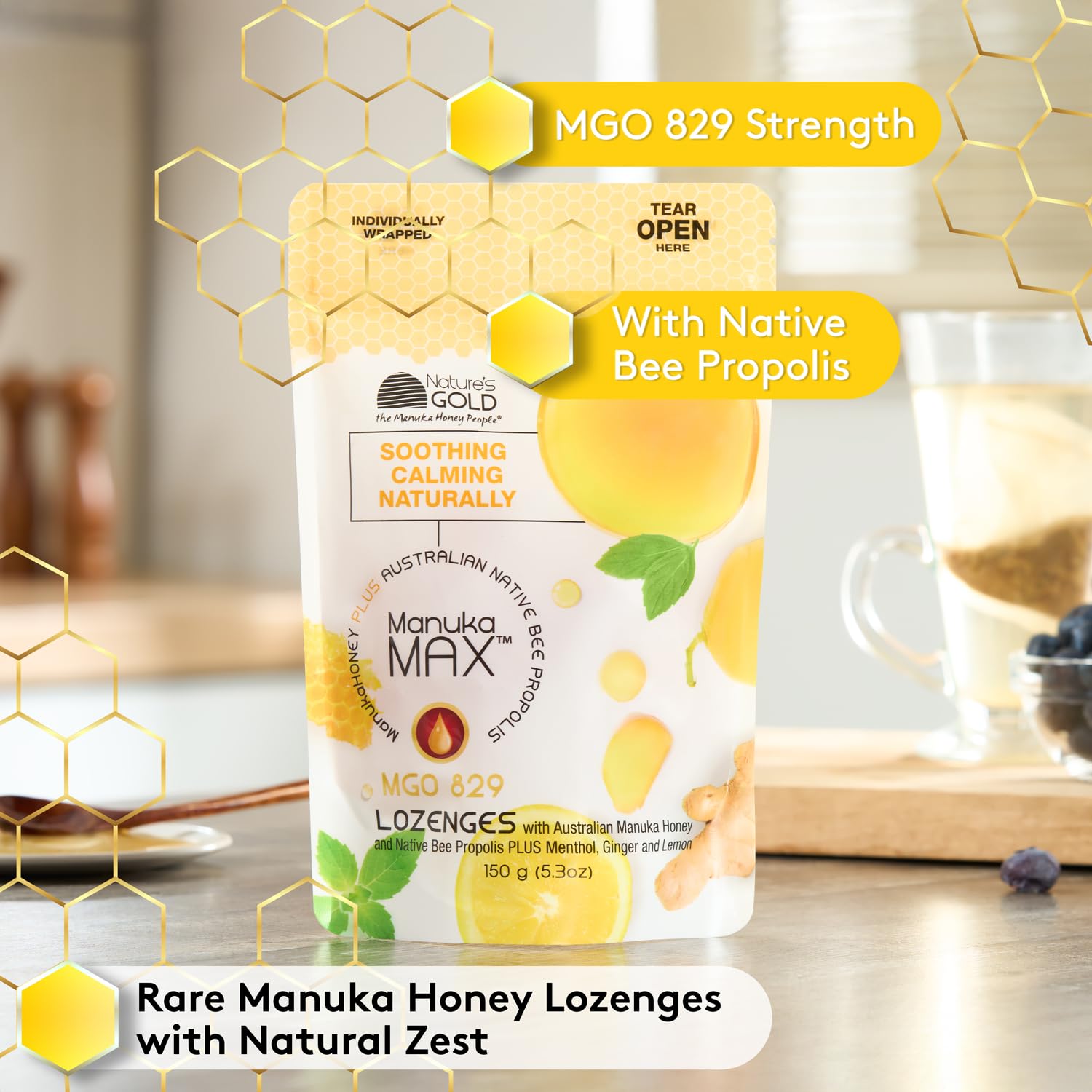 Nature's Gold pastilles – ingrédients sans additifs, haute qualité.