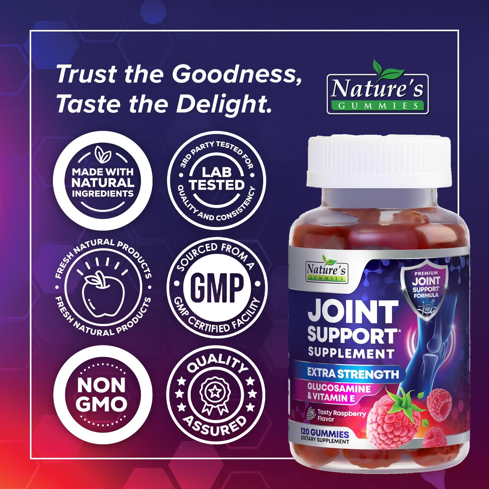 Nature's Gummies – Formule CGMP certifiée, qualité et sécurité.