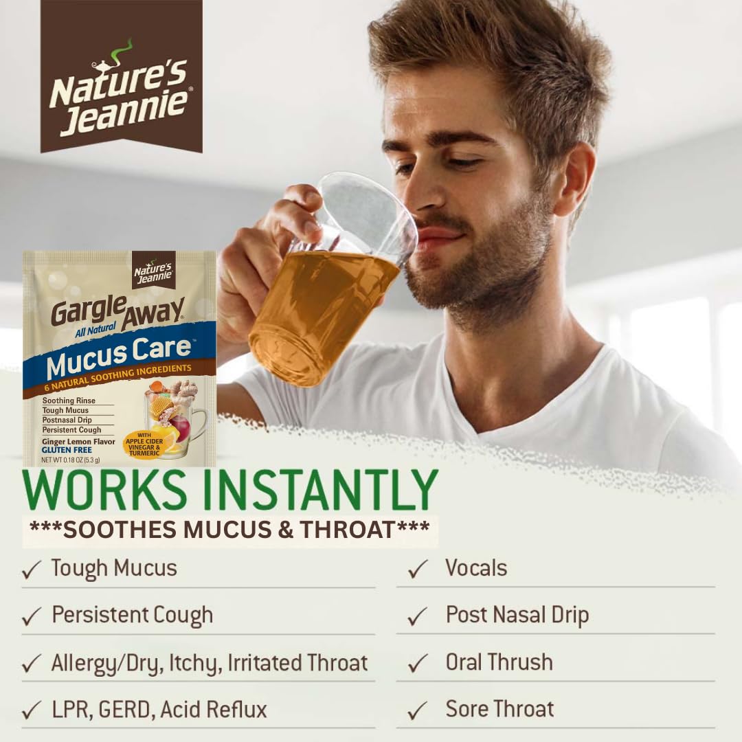 Nature's Jeannie Gargle Away agit contre l'écoulement nasal et l'irritation de gorge