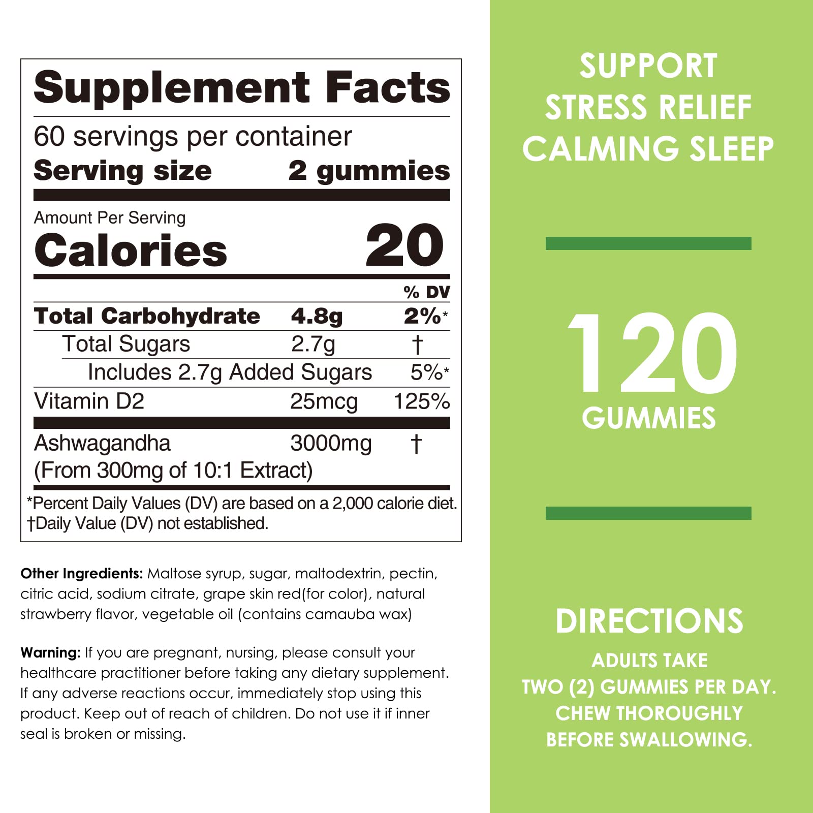 Vitamine D2 intégrée Nature's Key Ashwagandha Gummies soutien humeur