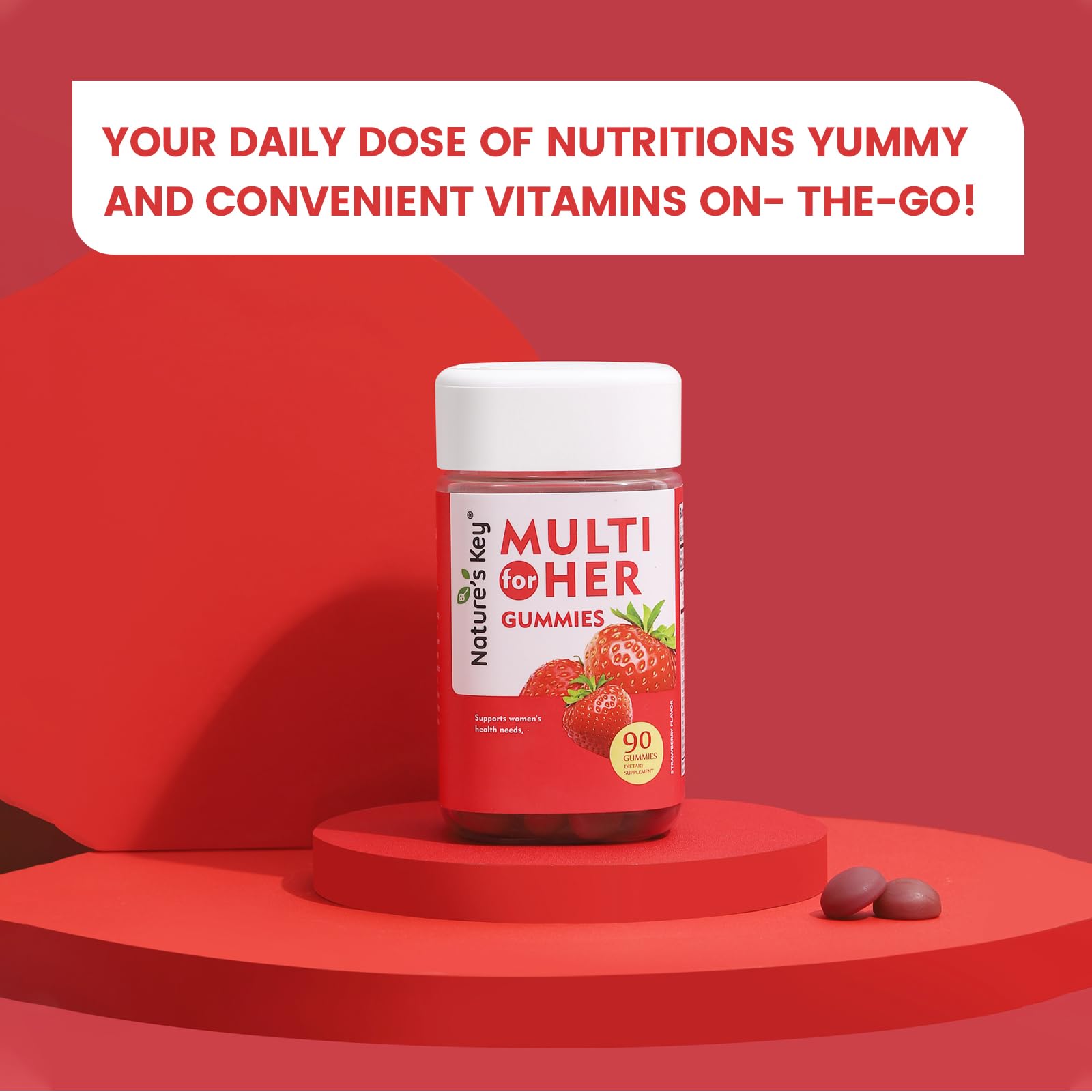 Nature's Key gommes pour femmes fraise – emballage sans additifs et pureté.