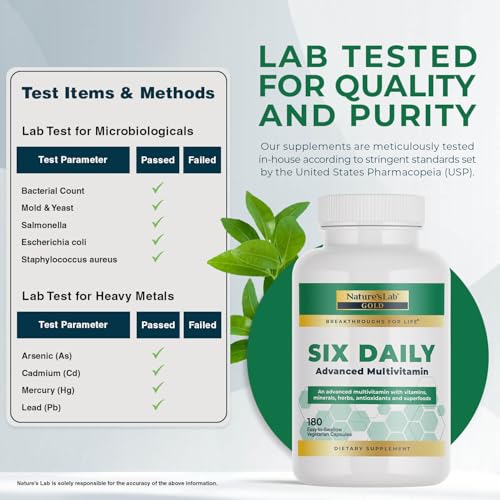 Nature's Lab Six Par Jour Avancée Multivitamine – boîte d’emballage élégante pour rangement pratique.