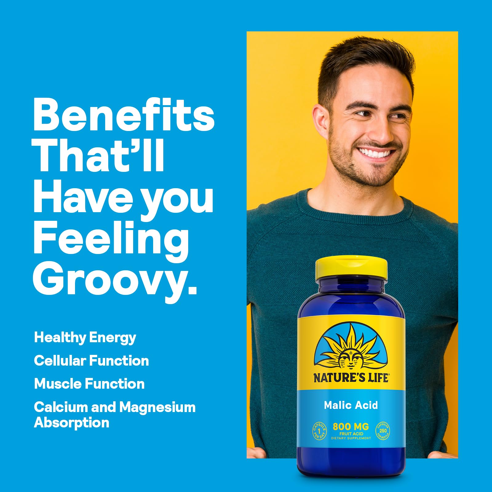 Nature's Life Acide Malique 800 mg — énergie naturelle pendant l'effort.