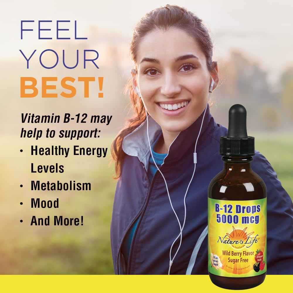 Nature's Life B-12 Drops: emballage clair et étiquette lisible