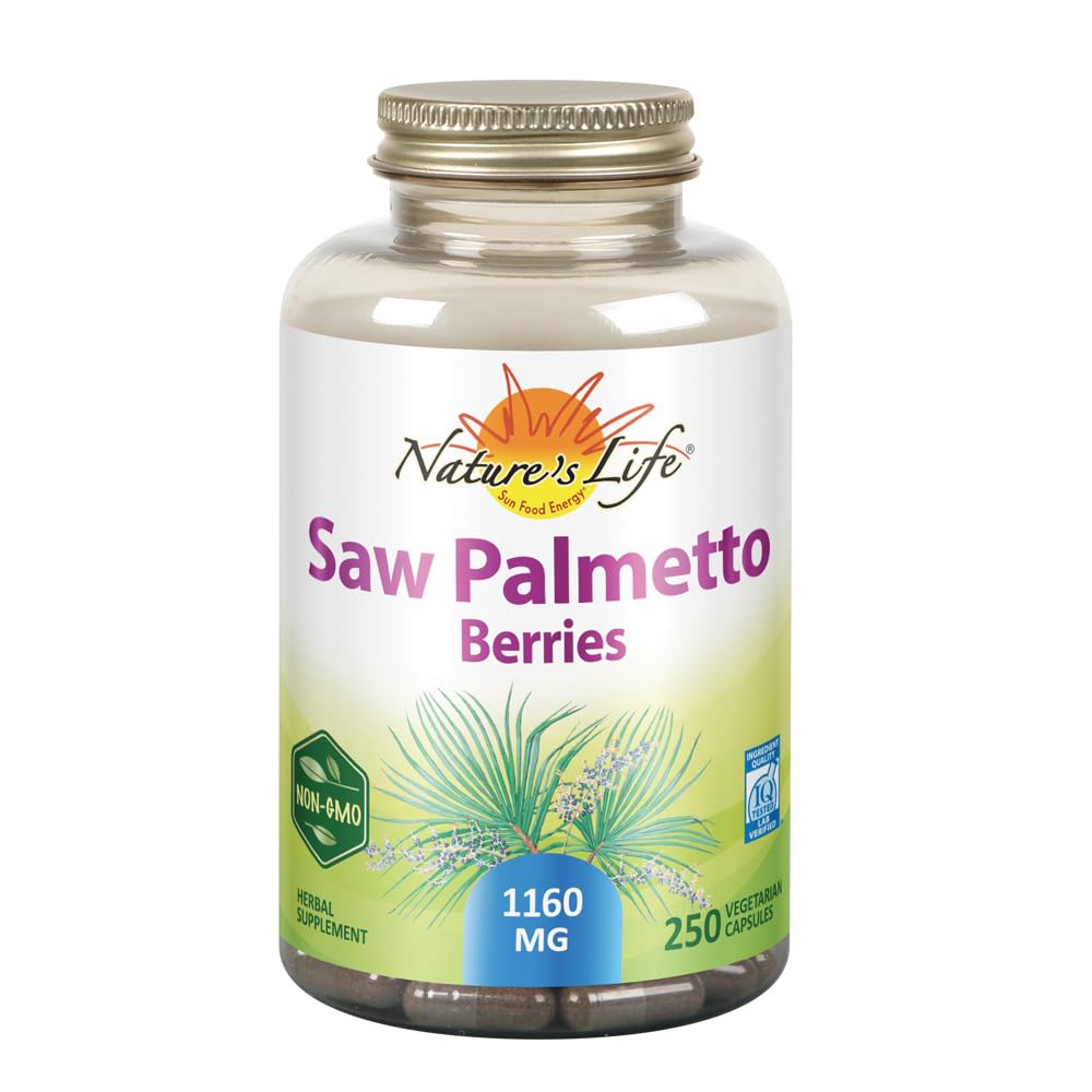 Nature's Life Palmetto, capsules végétariennes, soutien potentiel de la prostate et du flux urinaire.
