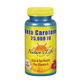 Bouteille Nature's Life Beta Carotene montrant les gélules et l'étiquette