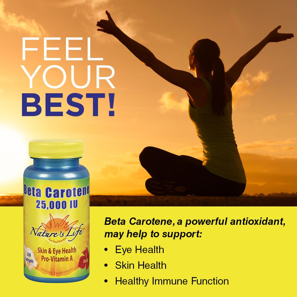 Étiquette Nature's Life Beta Carotene affichant la dose par portion