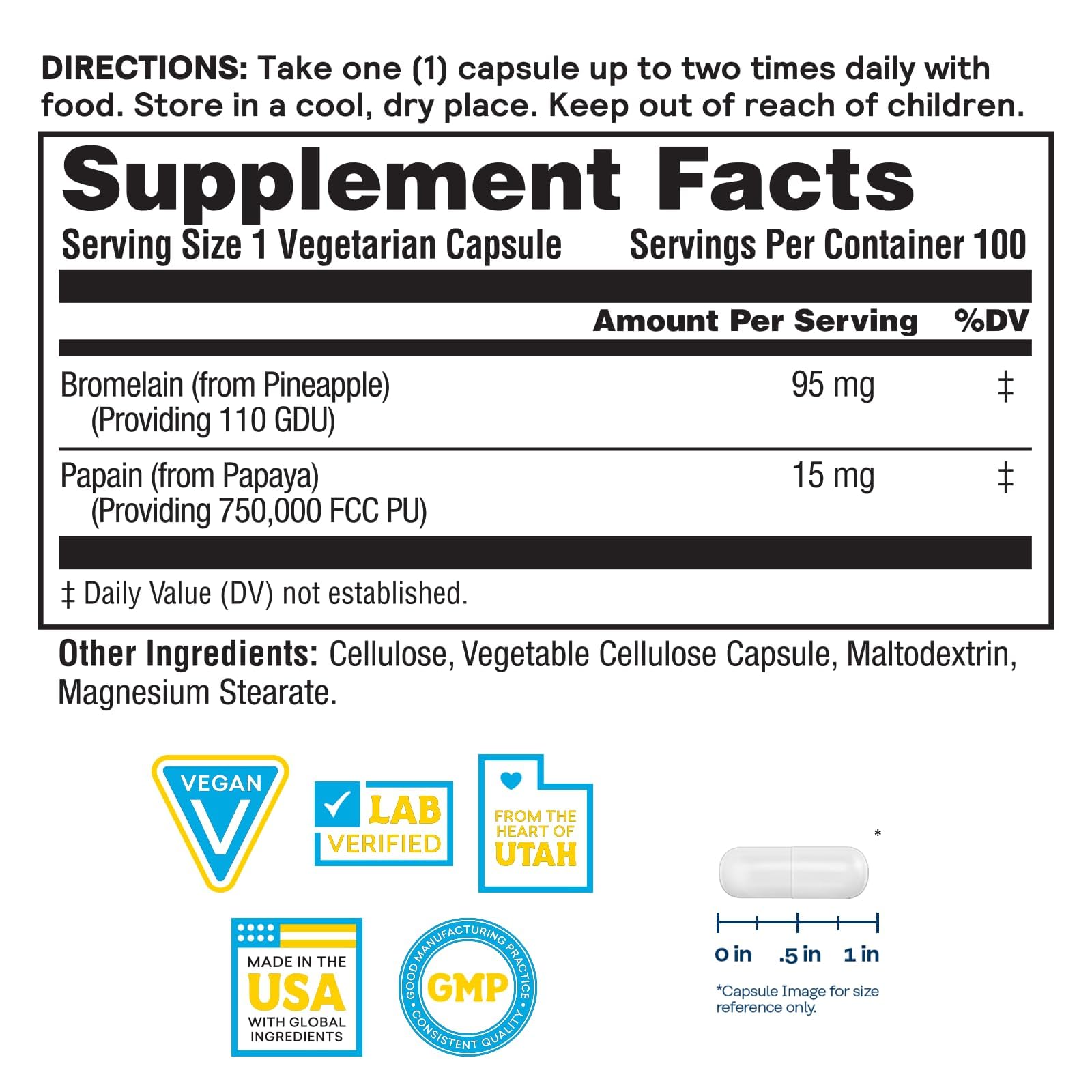 Nature's Life Bromélaïne et Papain - capsules, digestion facilitée après repas.