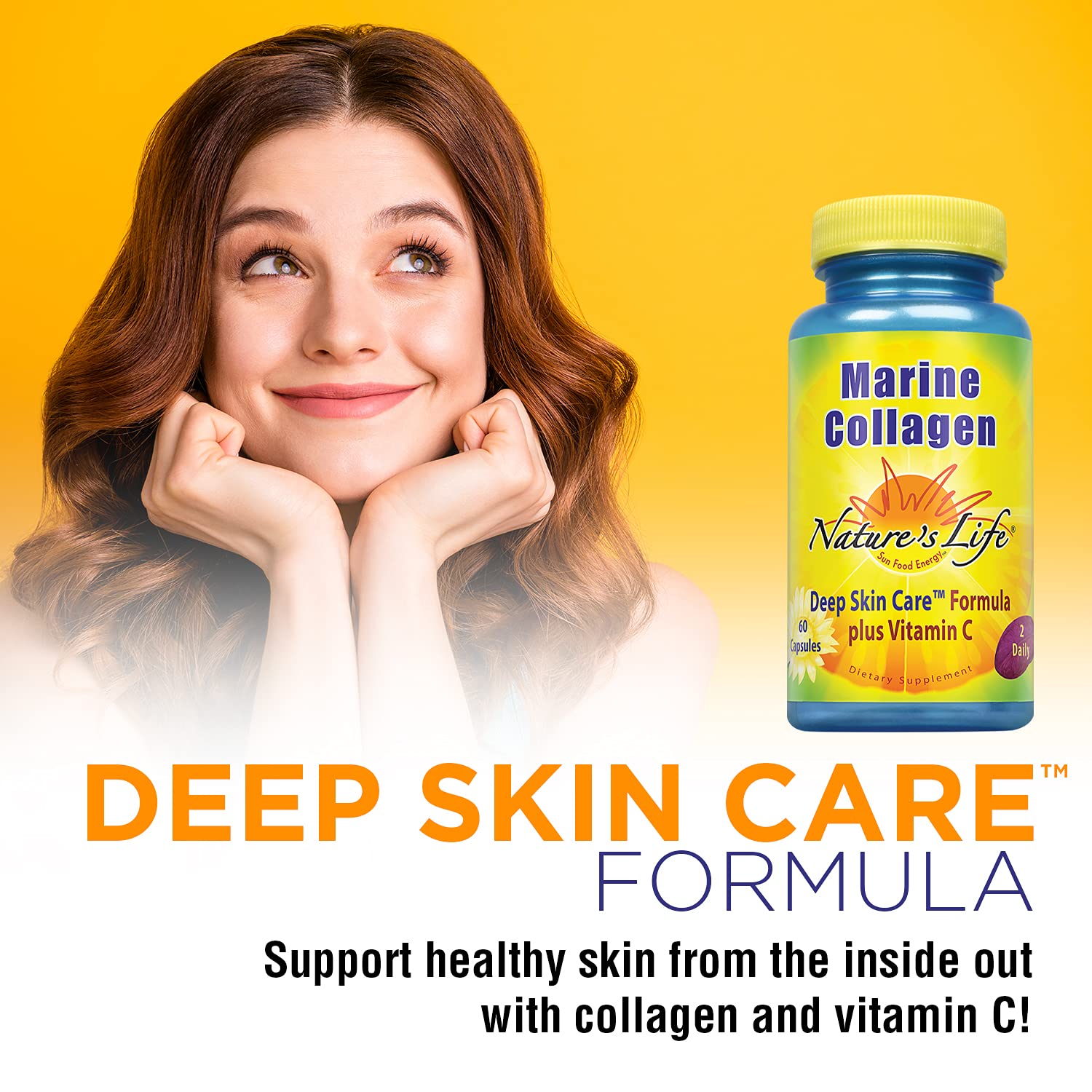 Nature's Life Collagène Marin – ingrédients avec vitamine C, soutien potentiel à la synthèse du collagène.