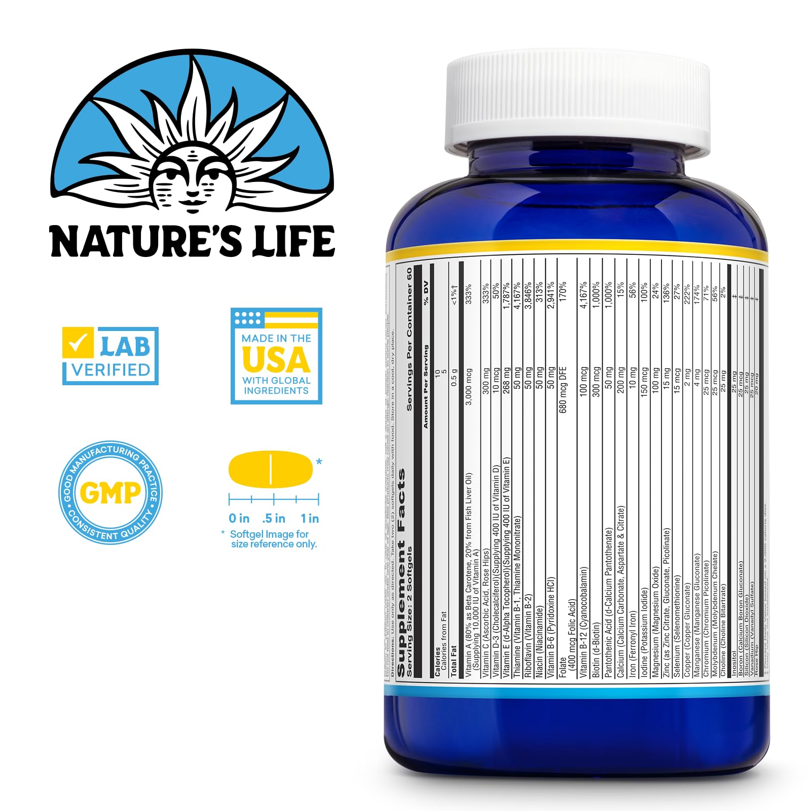 Gélules molles Nature's Life prêtes à l'emploi offrant une absorption douce.